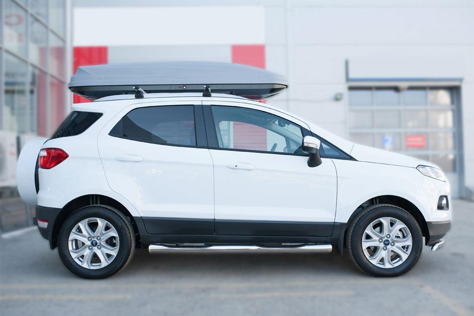 Пороги труба d76 с накладками вариант 3 для Ford EcoSport 2014, Slitkoff FET-0020573