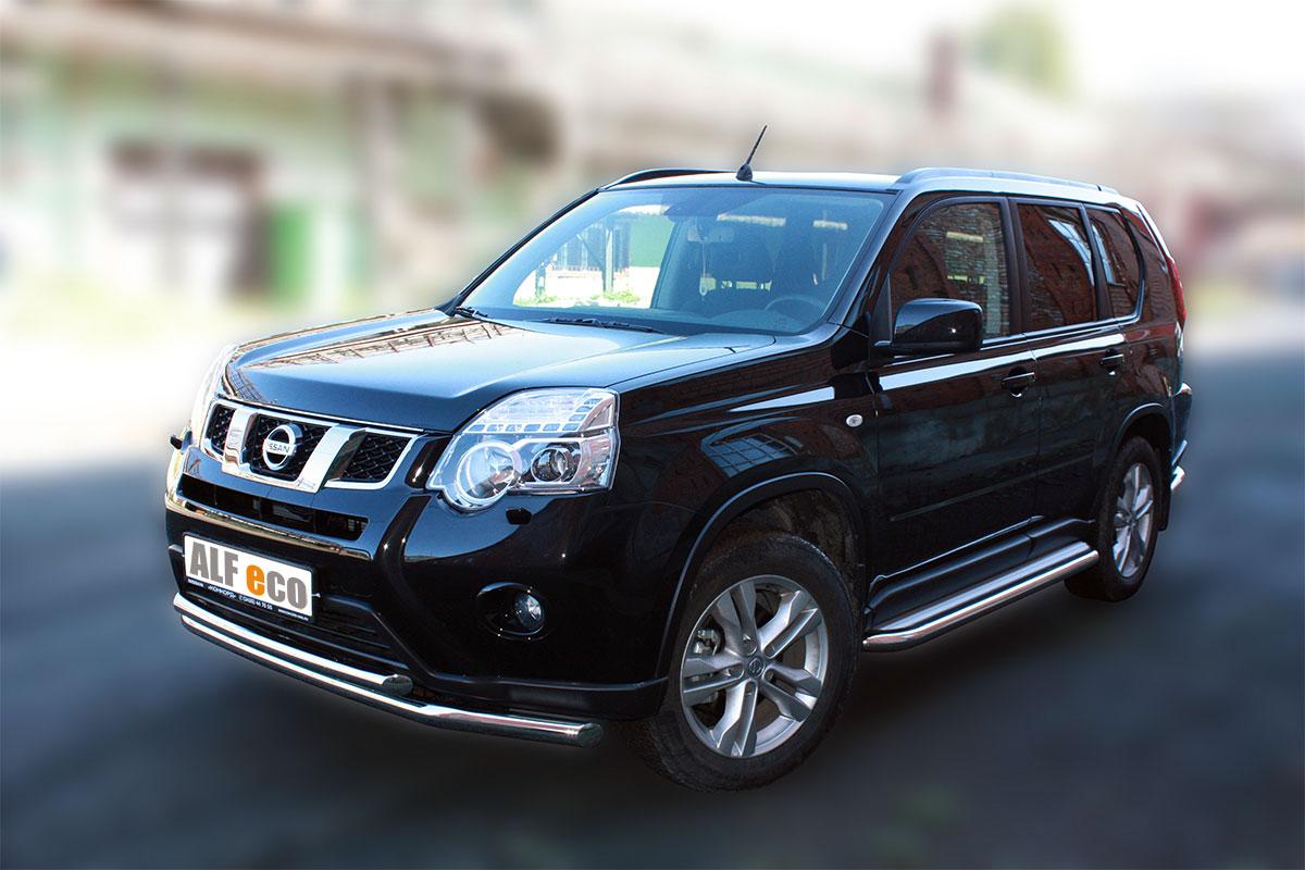 Защита передняя двойная D 60,3/42,4 для Nissan X-Trail(Ниссан Х трейл), ALFeco арт. XTR-11.02