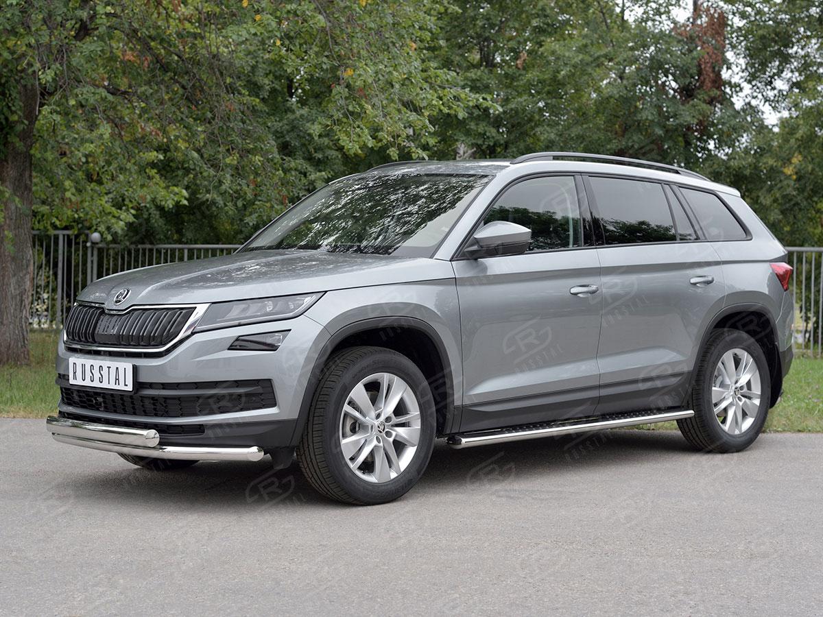 Защита переднего бампера d57/75х42 на Skoda Kodiaq, Slitkoff SKKZ-002769