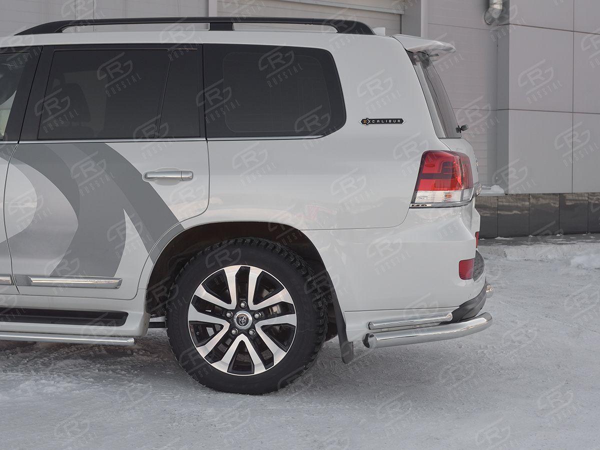 Защита заднего бампера уголки d57/42 на Toyota Land Cruiser 200 2017 Excalibur, Slitkoff TLCZ-002912