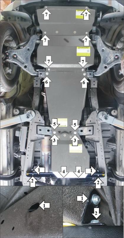 Защита алюминиевая Мотодор (Двигатель, Коробка переключения передач, Радиатор, Передний дифференциал, Раздаточная коробка), 5 мм, Алюминий для Mitsubishi L 200 2019-, АКПП, арт. 31336
