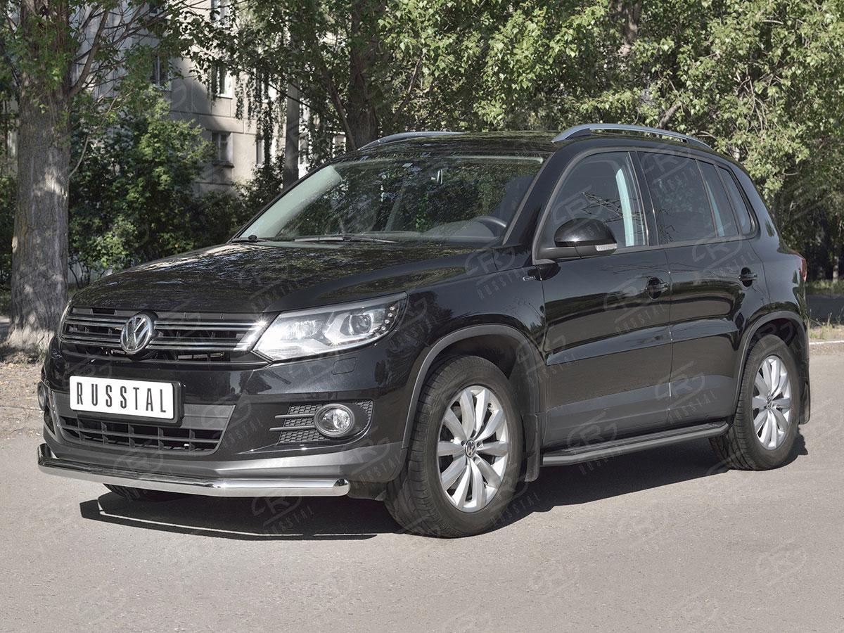 Защита переднего бампера d57 на Volkswagen Tiguan 2011-2016 Sport&Style, Trend&Fun, Slitkoff VGZ-000980