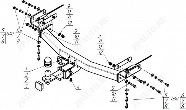 Фаркоп KIA Sportage 2022-, тип шара E, MOTODOR, арт. 91014-E