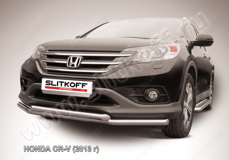 Защита переднего бампера d57+d42 двойная Honda CR-V 2L (2011-2015) , Slitkoff, арт. HCRV13-003