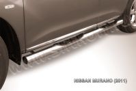Защита порогов d76 с проступями Nissan Murano (2010-2015) Black Edition, Slitkoff, арт. NIM11004BE