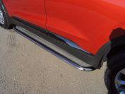Пороги с площадкой (нерж. лист) 75х42 мм для автомобиля Hyundai Santa Fe (TM) 2018-, TCC Тюнинг HYUNSF18-23