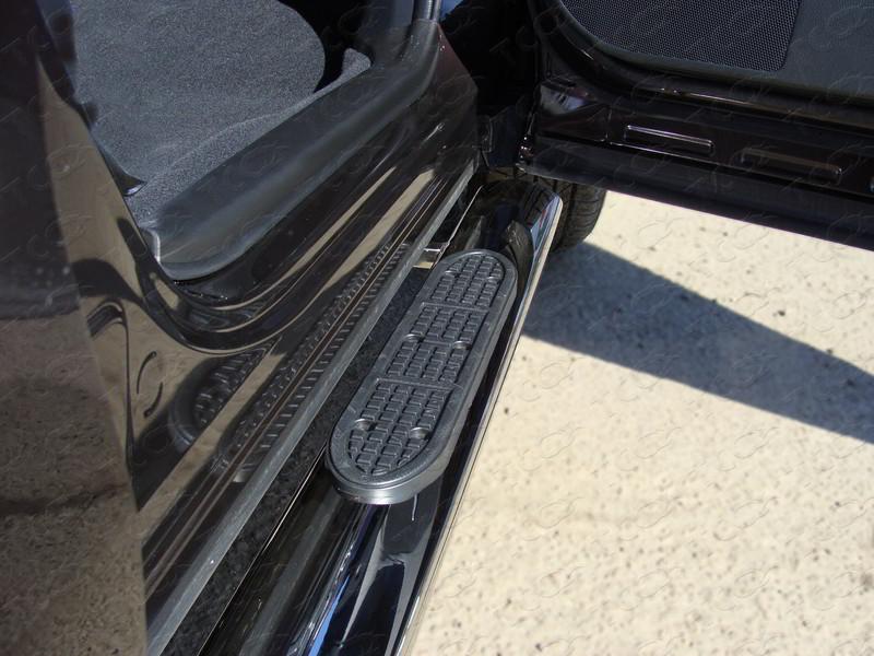 Пороги овальные с накладкой 120х60 мм для Subaru Forester 2013 (Субару Форестер 2013), ТСС SUBFOR13-04, TCC Тюнинг
