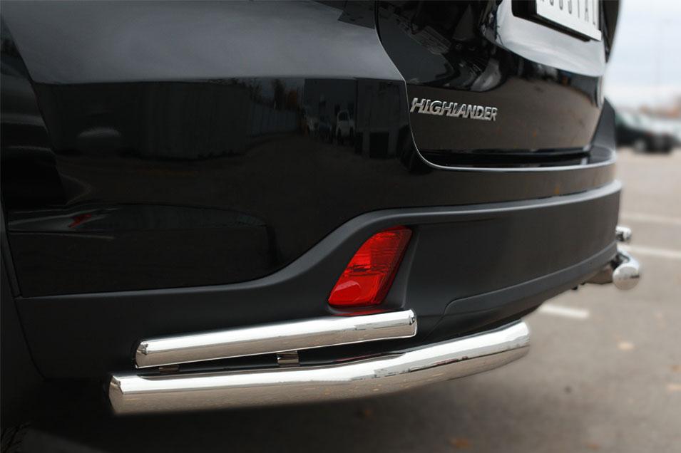 Защита заднего бампера уголки d57/42 для Toyota Highlander 2013-2016, Slitkoff THRZ-001928