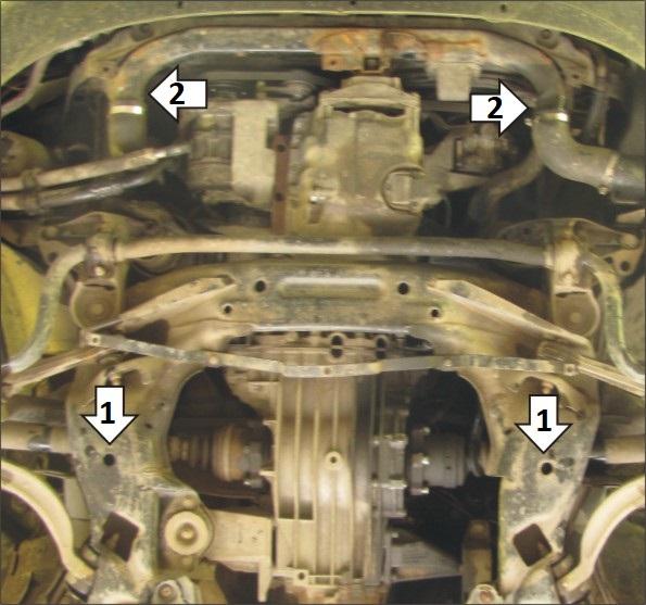 Защита стальная Мотодор (Двигатель), 2 мм, Сталь для Audi A6 2001-2004 арт. 00113