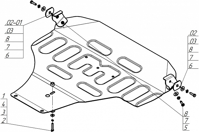 Защита стальная Мотодор (Двигатель), 2 мм,  Subaru Outback   2003-2009 арт. 72204