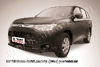 Защита переднего бампера d57 короткая черная Mitsubishi Outlander (2014-2015) , Slitkoff, арт. MOUT14-004B