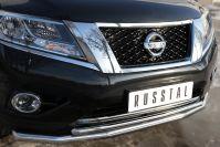 Защита переднего бампера d57/d42 для Nissan Pathfinder 2014, Slitkoff NPZ-002016