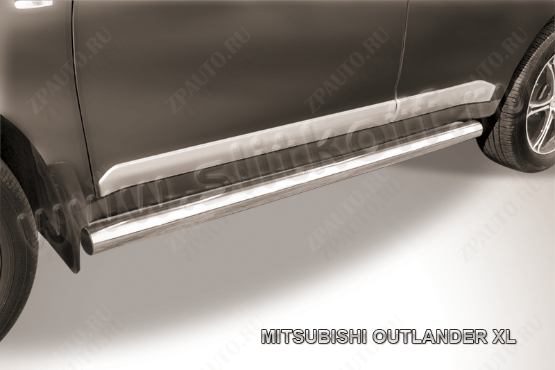 Защита порогов d76 труба Mitsubishi Outlander XL (2005-2009) Black Edition, Slitkoff, арт. MXL009BE