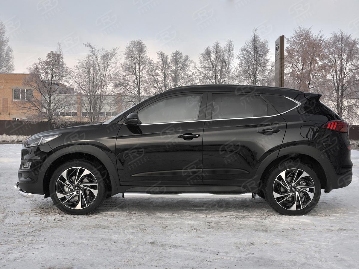 Пороги труба d76 с накладкой (вариант 2) HTT-0031012 для автомобиля HYUNDAI TUCSON 2018-, Slitkoff