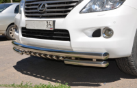 Защита переднего бампера двойная акула d76/60/42 для Lexus LX 570, LLX.570.07.06, Россия