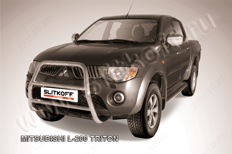 Кенгурятник d57 высокий Mitsubishi L-200 Triton (2006-2015) Black Edition, Slitkoff, арт. ML006BE