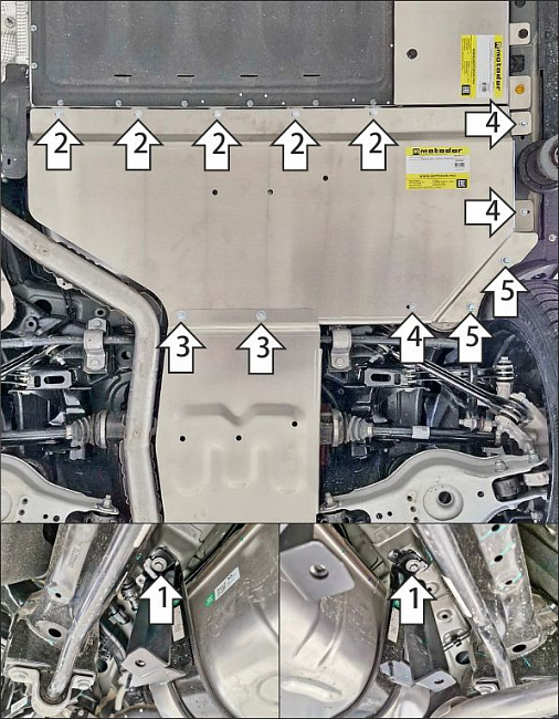 Защита алюминиевая Мотодор (Топливный бак), 4 мм,  Li L6  2024- арт. 349904
