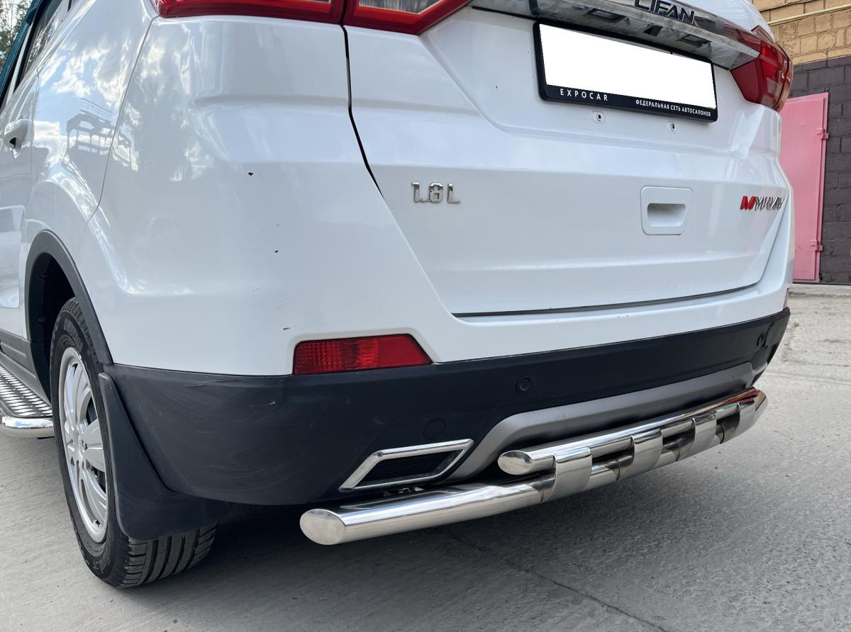 Защита заднего бампера двойная с перемычками для автомобиля LIFAN Myway 2017 арт. LMV.17.25