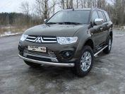 Защита передняя нижняя (овальная) 75х42 мм для автомобиля Mitsubishi Pajero Sport 2013-2015, TCC Тюнинг MITPASPOR14-03