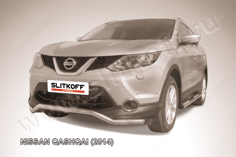 Защита переднего бампера d57 волна Nissan Qashqai (2013-2019) , Slitkoff, арт. NIQ14-003