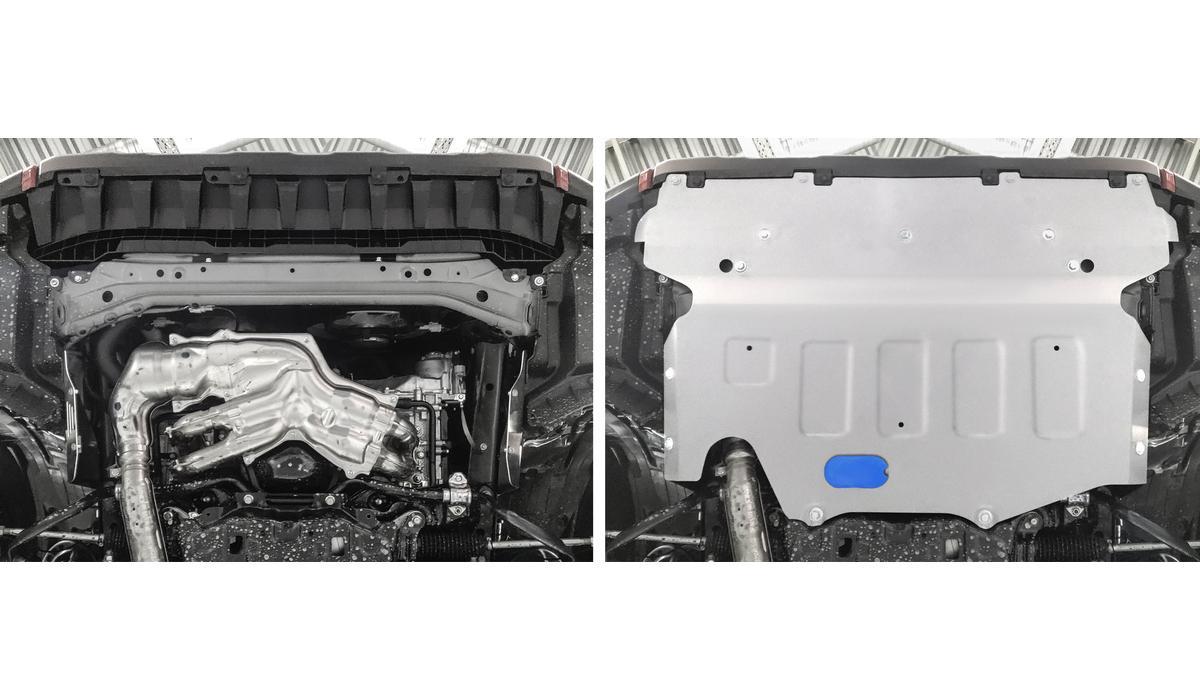 Защита картера Rival (увеличенная) для Subaru Forester V 4WD 2018-н.в., штампованная, алюминий 3 мм, с крепежом, 333.5439.1