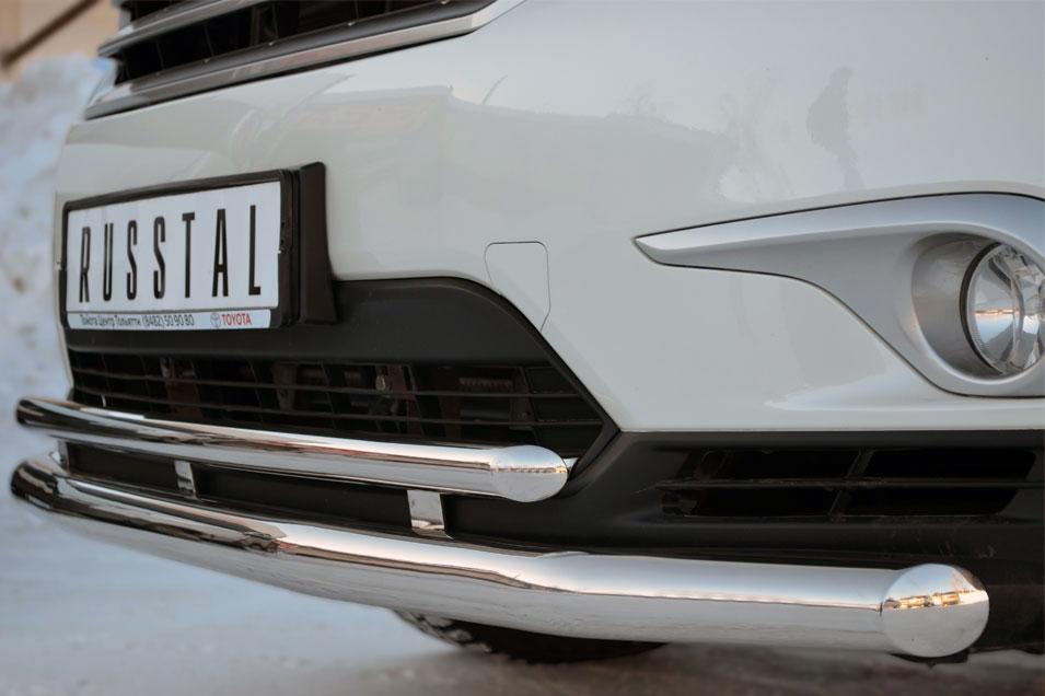 Защита переднего бампера d57/42 для Toyota Highlander 2010, Slitkoff THZ-001254