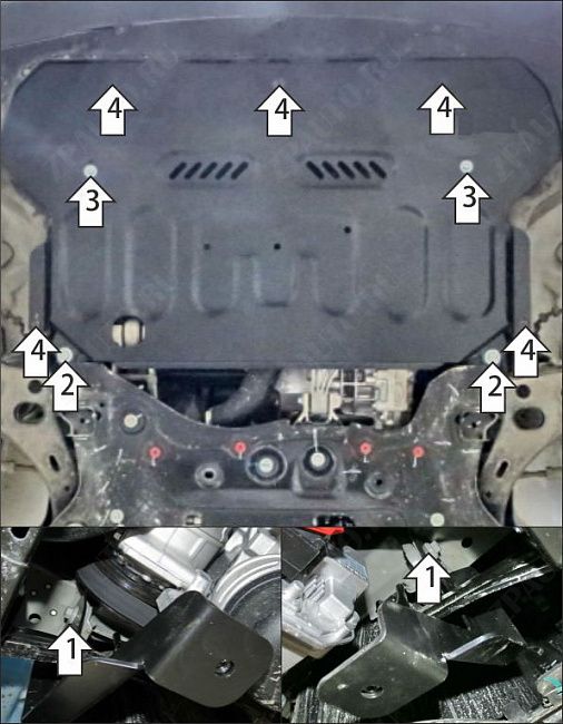 Защита АвтоСтандарт (Двигатель, Коробка переключения передач), 1,5 мм,  для Geely Atlas  2024- арт. 54207