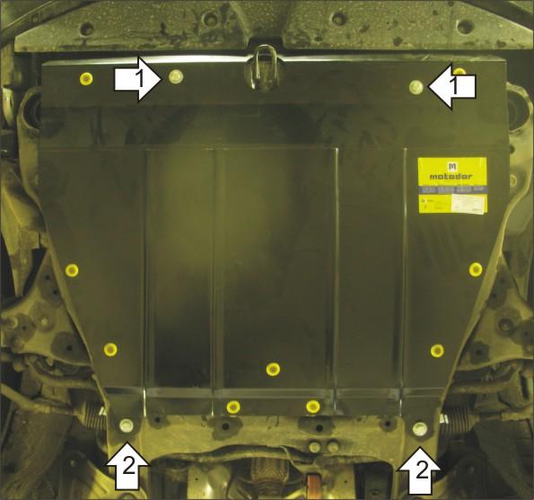 Защита стальная Мотодор (Двигатель, Коробка переключения передач), 2 мм, Сталь для Hyundai NF 2005-2008 арт. 00913