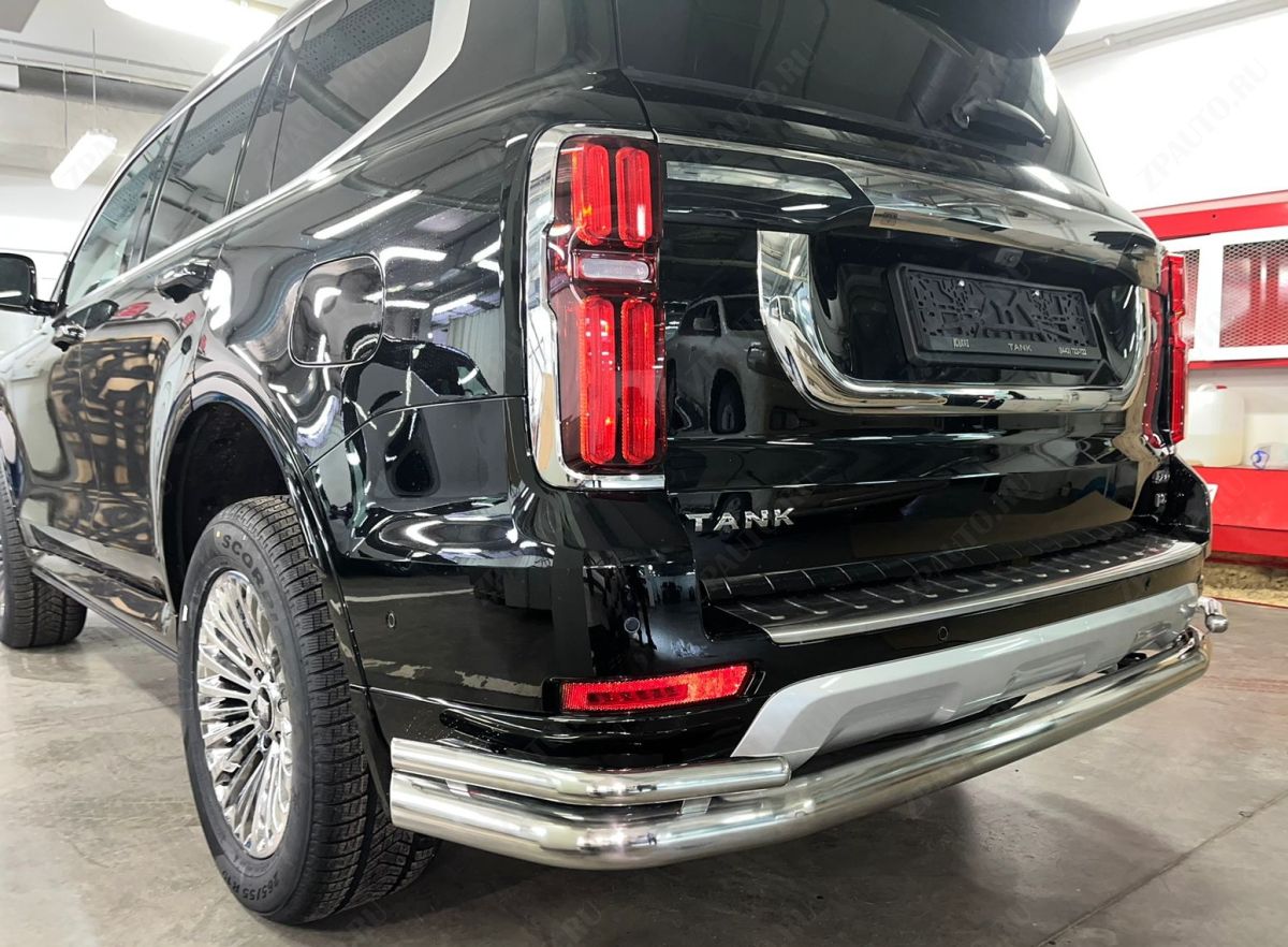 Защита заднего бампера угловая большая двойная для автомобиля TANK 500   2023 арт. TANK500.23.22