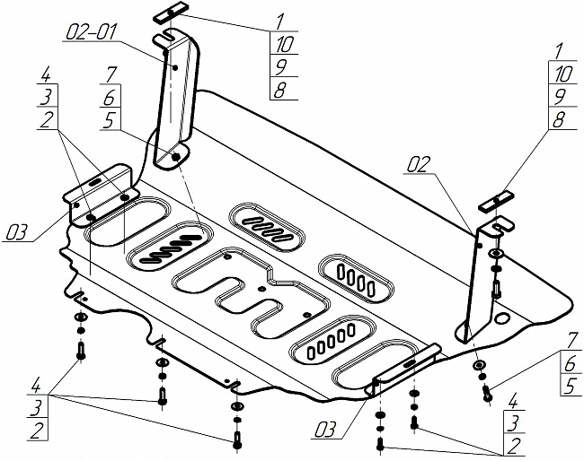 Защита стальная Мотодор (Двигатель, Коробка переключения передач), 2 мм,  Skoda Karoq  2022- арт. 72305