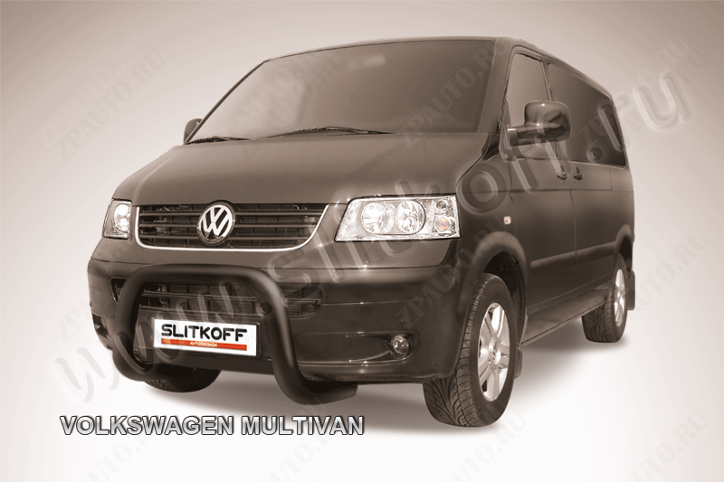 Кенгурятник d76 низкий мини черный Volkswagen Multivan (2003-2015) , Slitkoff, арт. VWM001B