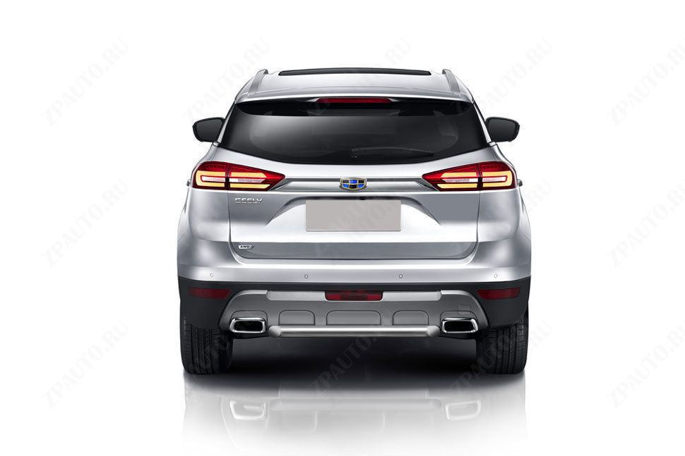 Защита заднего бампера d57 короткая Geely Atlas (2016-2023) Black Edition, Slitkoff, арт. GEAT-008BE