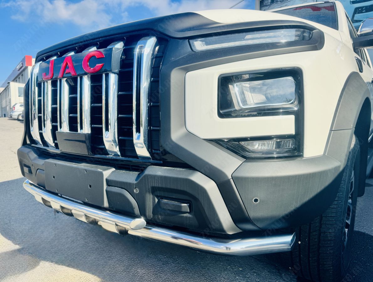 Защита переднего бампера двойная с перемычками для автомобиля JAC  T9 2021 арт. JAC.T9.21.75