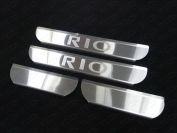 Накладки на пороги (лист зеркальный надпись RIO) для автомобиля Kia Rio II