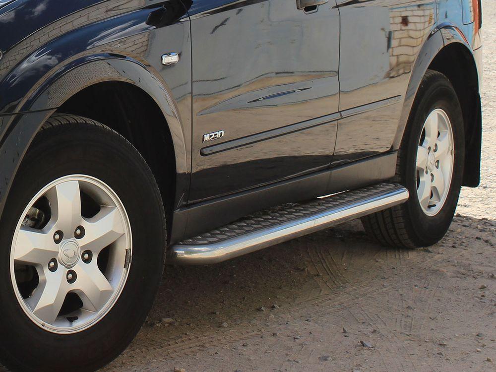 Пороги с листом d-60 для KIA Sorento II 2009, Технотек KST09_1.2