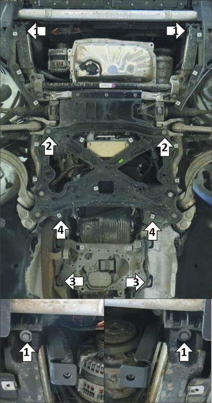 Защита алюминиевая Мотодор (Двигатель, Коробка переключения передач, Раздаточная коробка), 5 мм, Алюминий для Porsche Cayenne 2017- арт. 35403