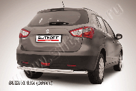 Защита заднего бампера d57+d42 двойная Suzuki SX-4 (2013-2016) Black Edition, Slitkoff, арт. SSX4-14-007BE