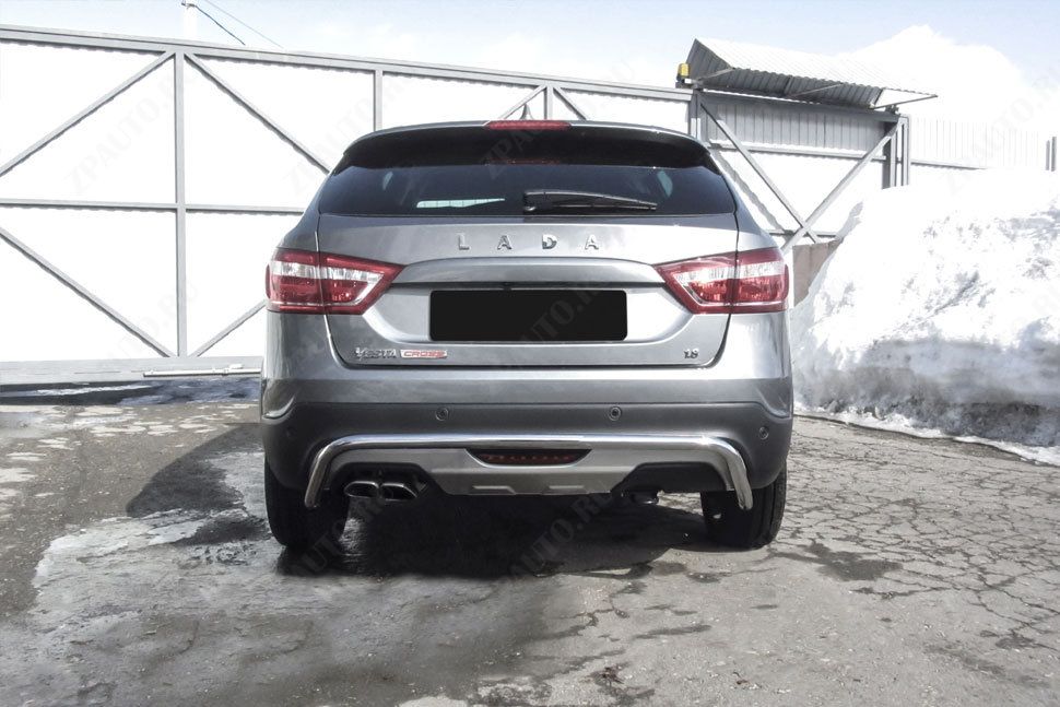 Защита заднего бампера d42 скоба Lada Vesta SW Cross (2015-2023) , Slitkoff, арт. LadVSWCR06