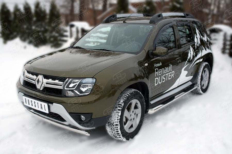 Защита переднего бампера d75x42 на Renault Duster 2015, Slitkoff RDZ-002173