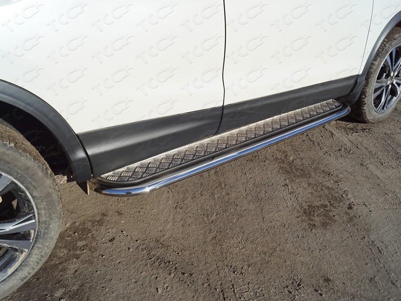 Пороги с площадкой 75х42 мм для автомобиля Nissan Qashqai 2014-, TCC Тюнинг NISQASH14-25