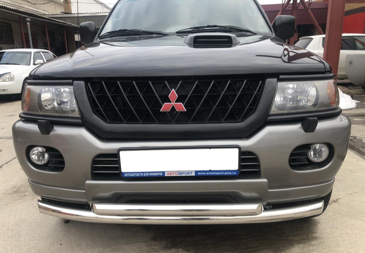 Защита переднего бампера двойная для автомобиля Mitsubishi Pajero Sport 1998-2007 арт. MSPS.98.03