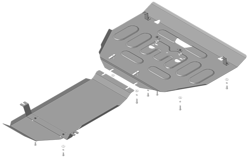 Защита стальная Мотодор (Двигатель, Коробка переключения передач, Раздаточная коробка), 2 мм, сталь для Genesis G80 2017-2021 арт. 70910