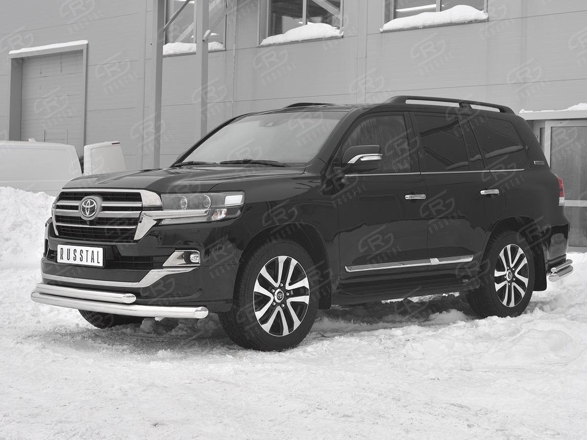 Защита переднего бампера d76 секции-d57 дуга TLCZ-003116 для автомобиля TOYOTA LAND CRUISER 200 2018 EXECUTIVE LOUNGE, Slitkoff