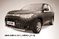 Защита переднего бампера d57 короткая Mitsubishi Outlander (2012-2015) Black Edition, Slitkoff, арт. MOUT13-004BE