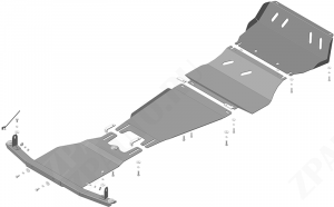 Защита стальная Мотодор (Двигатель, Коробка переключения передач, Радиатор, Передний дифференциал, Раздаточная коробка), 3 мм, Сталь для Mitsubishi L 200 2015-2018 арт. 11336