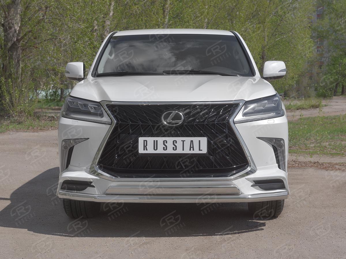 Защита переднего бампера d57 секция 75х42 дуга для автомобиля LEXUS LX450d-LX570 2015- (В обвесе TRD Superior), Slitkoff LLX4SZ-003233