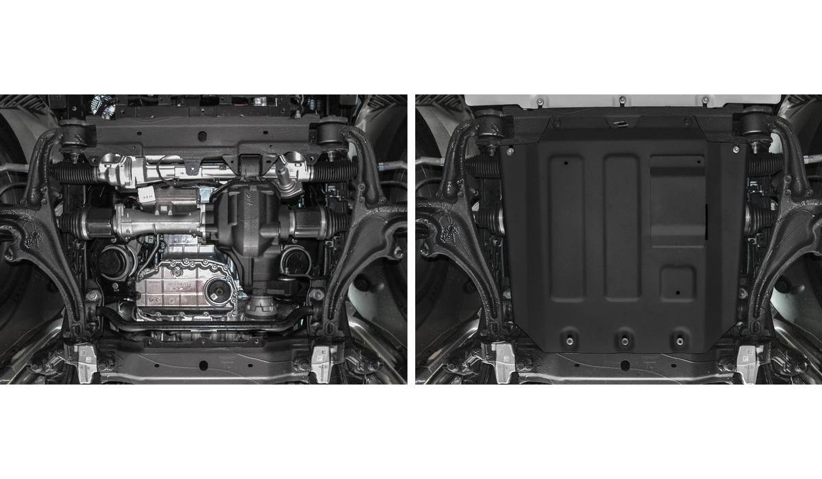 Защита картера Rival (черная) для Mercedes-Benz G-klasse W464 2018-н.в., штампованная, алюминий 6 мм, с крепежом, 2333.3952.1.6