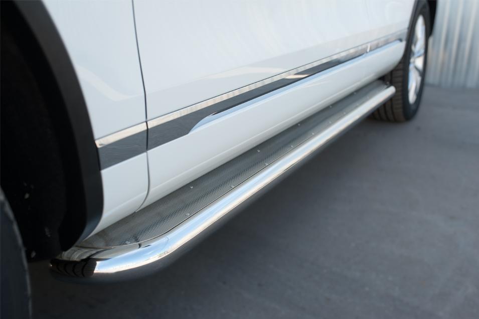 Пороги труба d57 с листом вариант 3 для Volkswagen Touareg 2014, Slitkoff VWTL-0021323