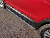Пороги алюминиевые с пластиковой накладкой (карбон серые)1820 мм для автомобиля Hyundai Santa Fe Premium (DM) 2015-2018 TCC Тюнинг арт. HYUNSF4WD15-20GR