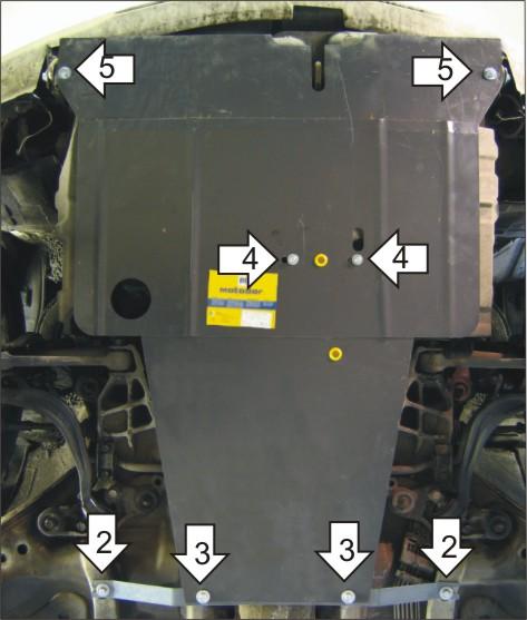 Защита стальная Мотодор (Двигатель, Коробка переключения передач), 2 мм, Сталь для Mitsubishi Diamante 1997-2004 арт. 01319